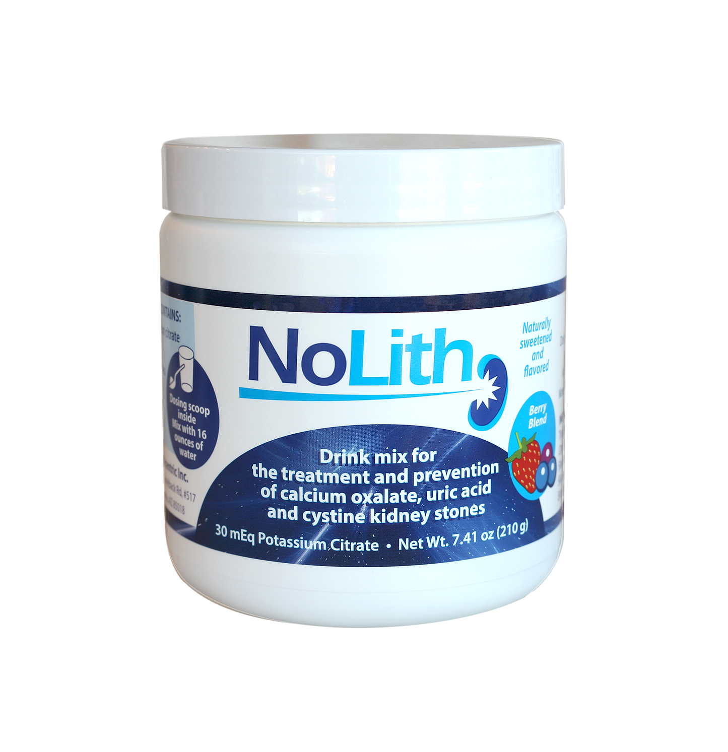 NoLith berry blend flavor potassium citrate 30 mEq drink mix for kidney stones