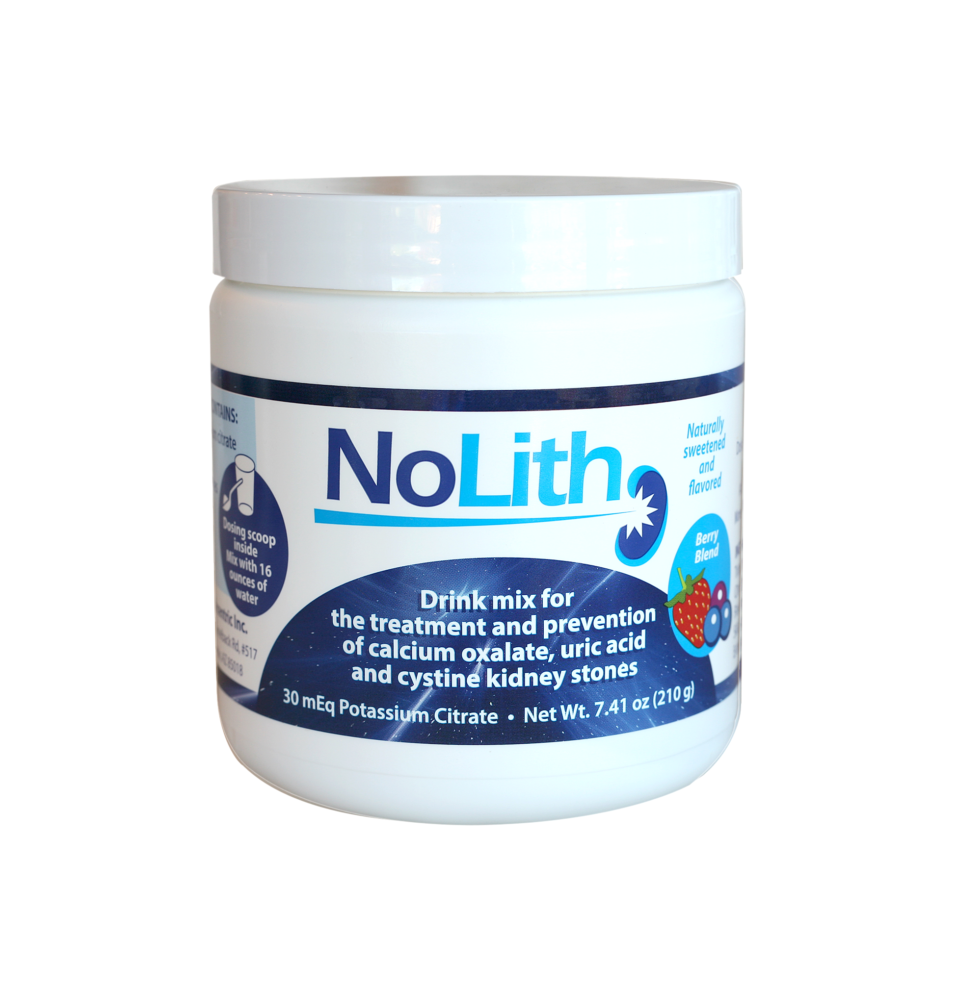 NoLith berry blend flavor potassium citrate 30 mEq drink mix for kidney stones