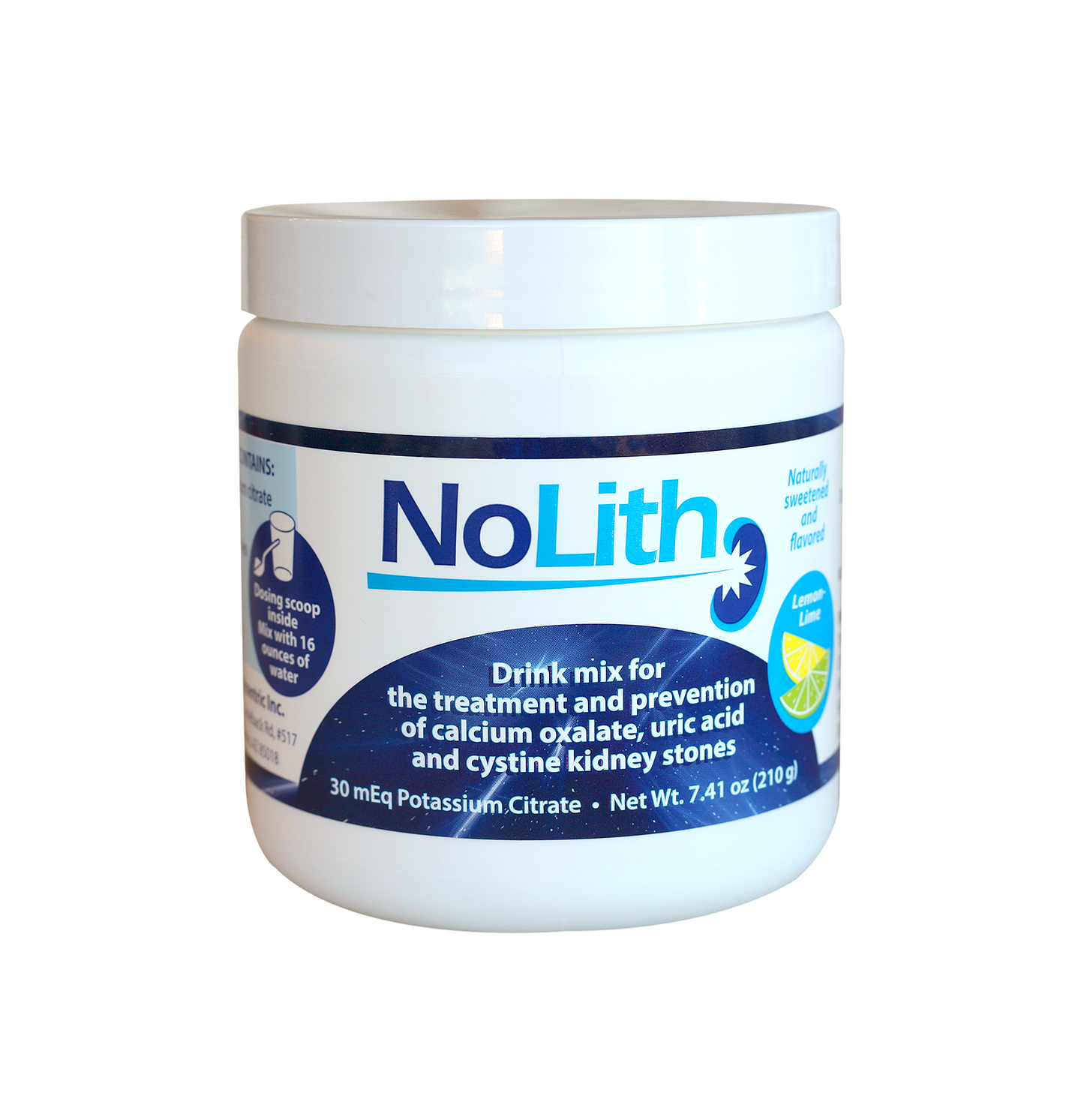 NoLith Lemon-Lime flavor potassium citrate 30mEq drink mix for kidney stones