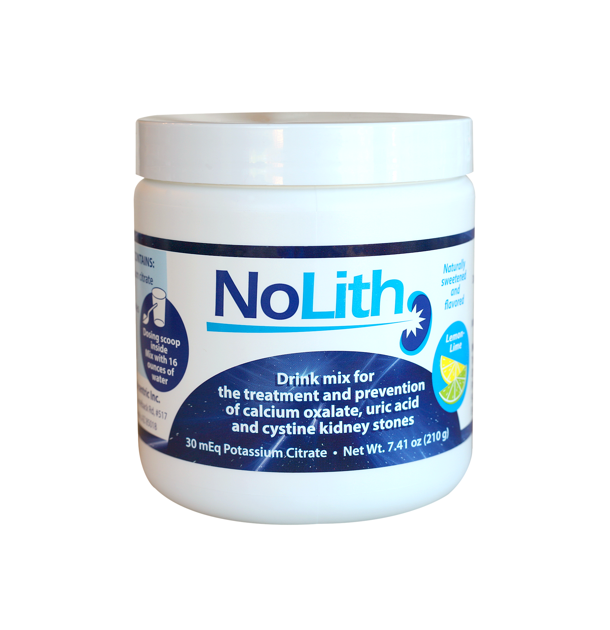 NoLith Lemon-Lime flavor potassium citrate 30mEq drink mix for kidney stones